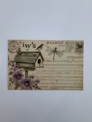 14.5cm x 10cm Post Card - Vintage Style Bird Botanical
