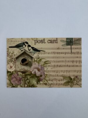 14.5cm x 10cm Post Card - Vintage Style Bird Botanical