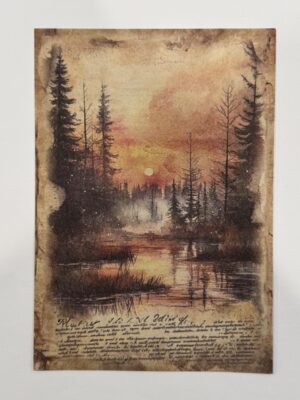 20cm x 14cm - A5 Vintage Woodland Forest Craft Papers