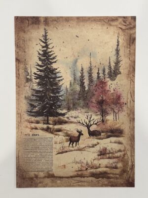 20cm x 14cm - A5 Vintage Woodland Forest Craft Papers