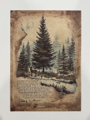 20cm x 14cm - A5 Vintage Woodland Forest Craft Papers
