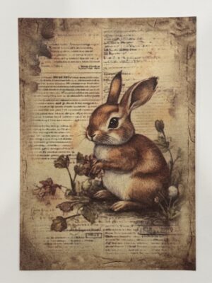 20cm x 14cm - A5 Vintage Woodland Forest Craft Papers - Rabbit
