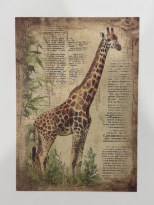 20cm x 14cm - A5 Vintage Woodland Forest Craft Papers - Giraffe