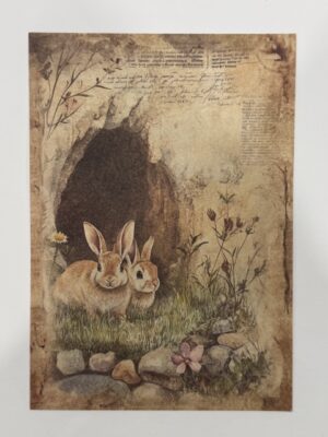 20cm x 14cm - A5 Vintage Woodland Forest Craft Papers - Rabbit