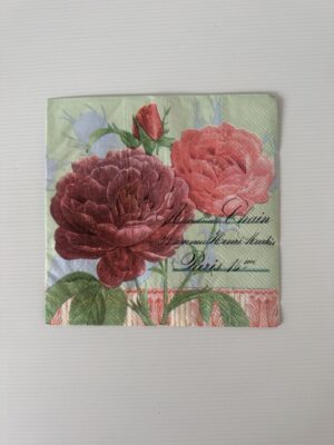 16.5cm x 16.5cm - Peony Floral Paper Napkin/Serviette