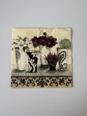 16.5cm x 16.5cm - Vase Florals Paper Napkin/Serviette