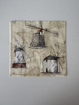 16.5cm x 16.5cm - Holland Windmills Paper Napkin/Serviette