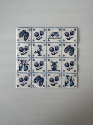 16.5cm x 16.5cm - Holland 4 x 4 Grid Paper Napkin/Serviette