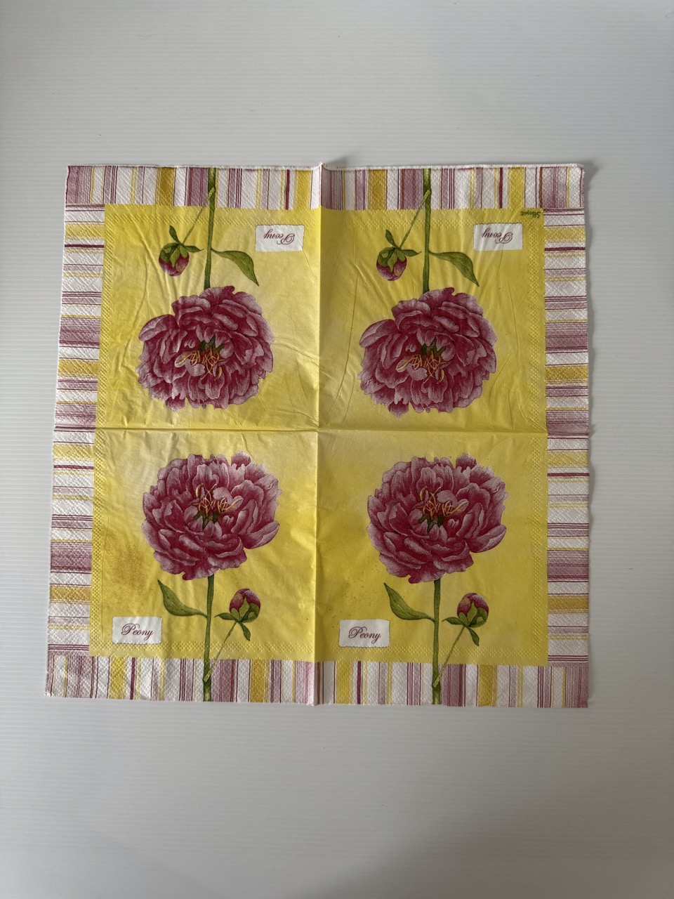 16.5cm x 16.5cm - Peony Paper Napkin/Serviette - Image 3