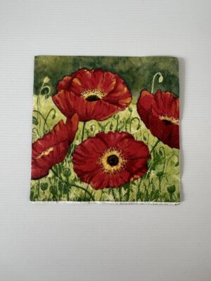 16.5cm x 16.5cm - Poppies Paper Napkin/Serviette