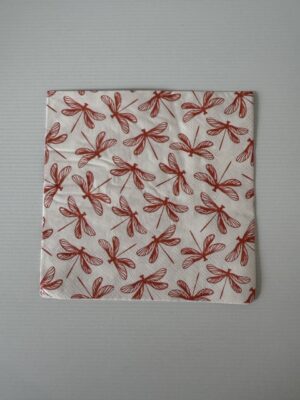 16.5cm x 16.5cm - Red Dragonflies Paper Napkin/Serviette