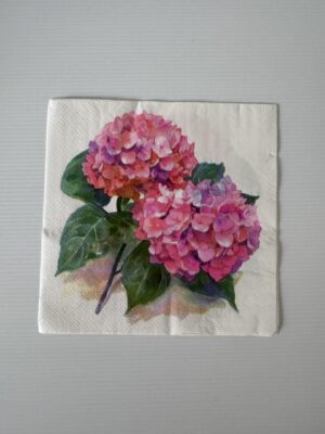 16.5cm x 16.5cm - Hydrangeas Paper Napkin/Serviette
