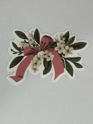 6cm x 4cm - Vintage Storybook Plant & Bow Die-Cut Stickers