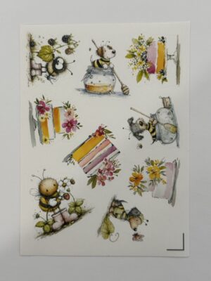 14cm x 10cm - Whimsical Bee, Garden & Cake Sticker Sheets