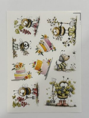 14cm x 10cm - Whimsical Bee, Garden & Cake Sticker Sheets
