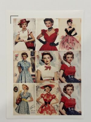 4cm x 3cm x 9 Stickers on Sheet -  Vintage Style Ladies Sticker Sheets
