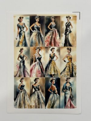 4cm x 2.2cm x 12 Stickers on Sheet - Vintage Style Ladies Fashion Sticker Sheets