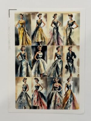 4cm x 2.2cm x 12 Stickers on Sheet - Vintage Style Ladies Fashion Sticker Sheets