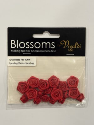 Pk of 18 - Satin ribbon roses / grub roses