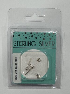 Sterling Silver Stud Earrings with Loops – 2 Pieces