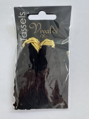 Black Thread Tassels with Gold Caps – 8cm – Pack of 2