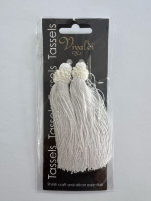 White Silky Thread Tassels – 11cm – Pack of 2